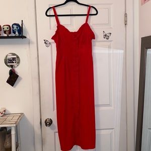 Red mid length dress - Topshop
